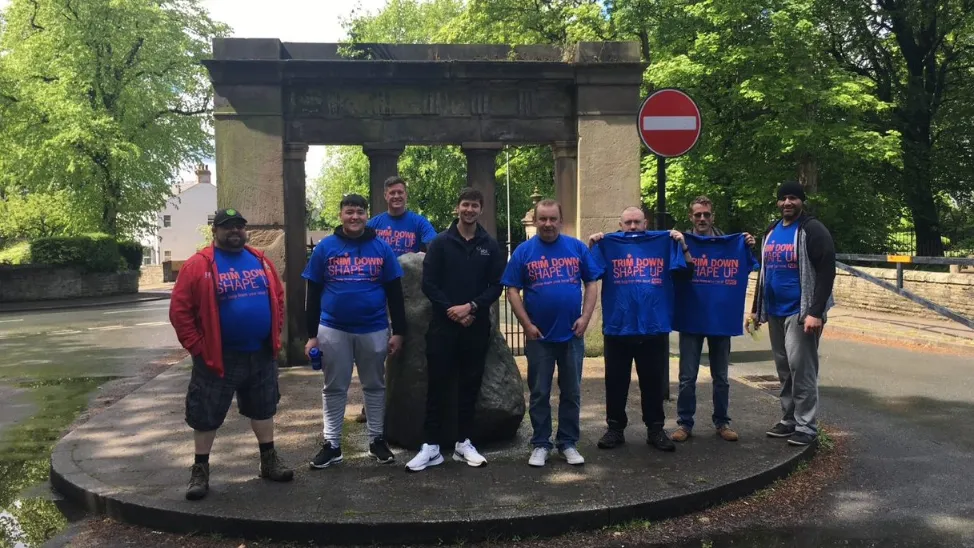 tdsu members with coach Ste in a park in Stockport.